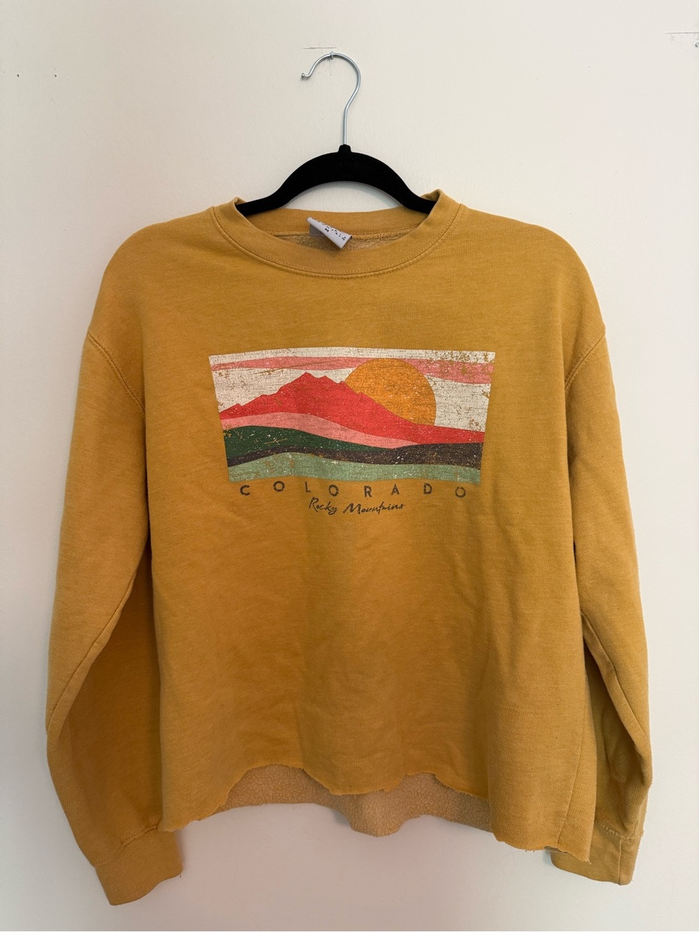 Mustard Colorado Graphic Crew Sweatshirt - Women